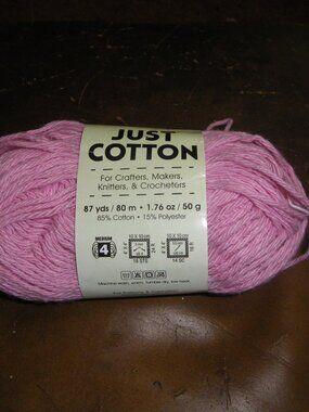 1 Small Skein Premier Just Cotton Blend Yarn - Color Pink - 87 yds